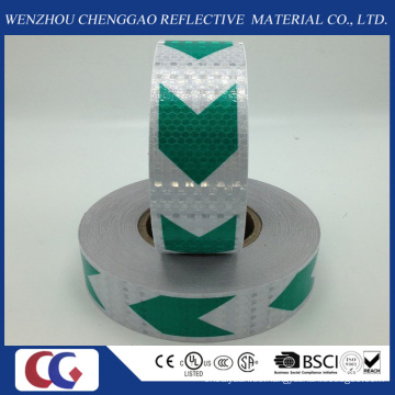 Flecha verde y blanco PVC cinta reflexiva con el enrejado cristalino